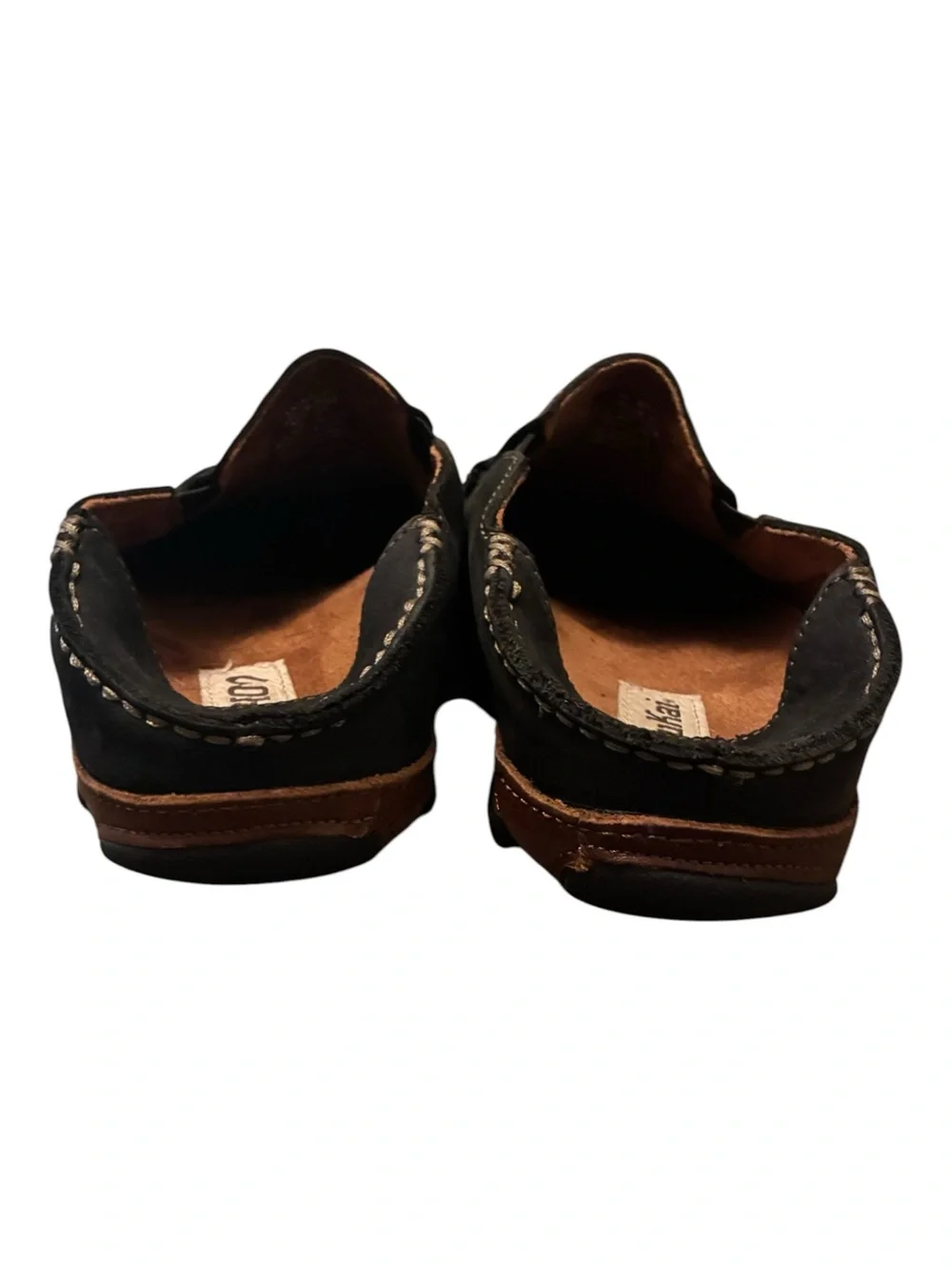 OluKai Moloa Men's Black Leather Slip On Loafers Shoes Size 8 EUC